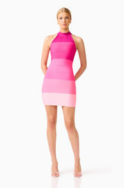 Florava Halter Mini Dress | Pink Ombre | Elliatt