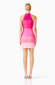Florava Halter Mini Dress | Pink Ombre | Elliatt