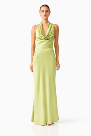 Florea Cowl Neck Gown | Pistachio Green | Elliatt