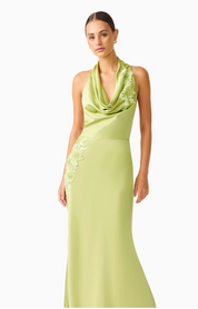 Florea Cowl Neck Gown | Pistachio Green | Elliatt