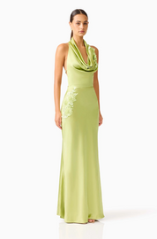 Florea Cowl Neck Gown | Pistachio Green | Elliatt