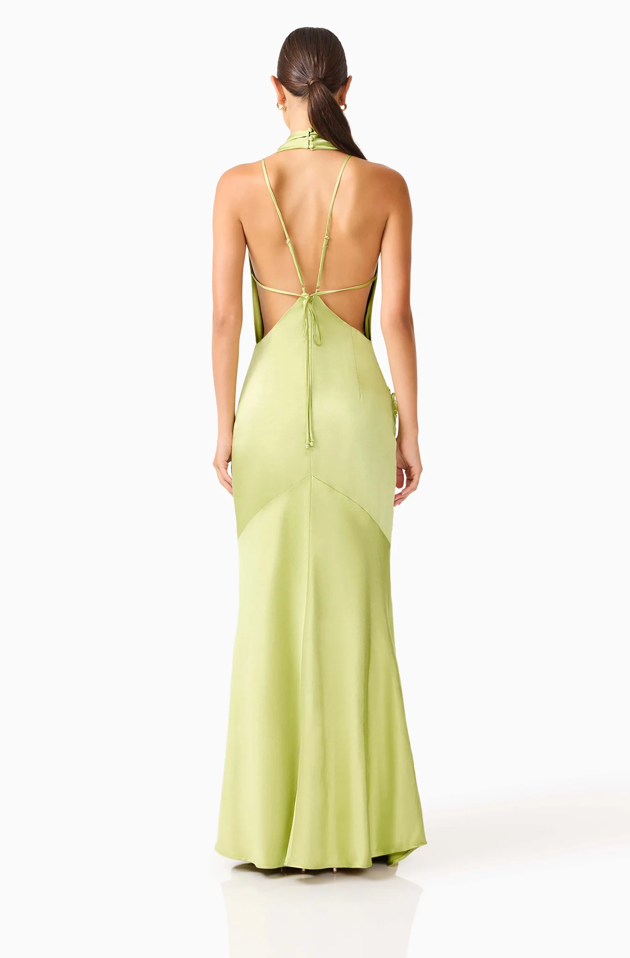 Florea Cowl Neck Gown | Pistachio Green | Elliatt