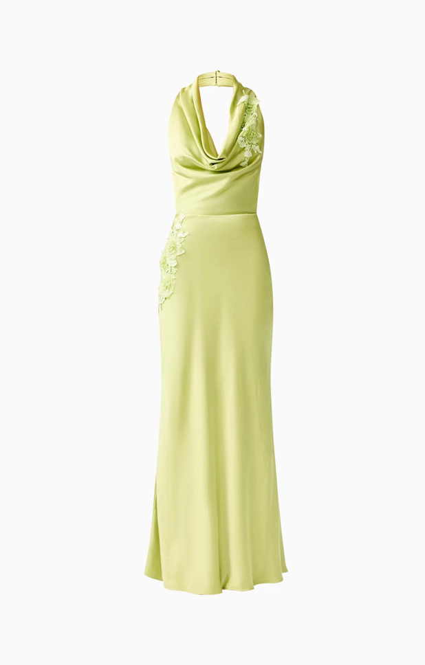 Florea Cowl Neck Gown | Pistachio Green | Elliatt