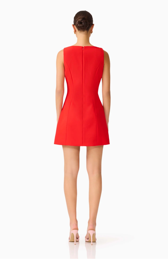 Fleurisca Embroidered A-Line Mini Dress | Scarlet Red | Elliatt