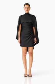 Auriella Cape Mini Dress | Black | Elliatt