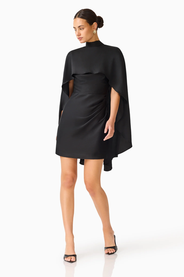 Auriella Cape Mini Dress | Black | Elliatt