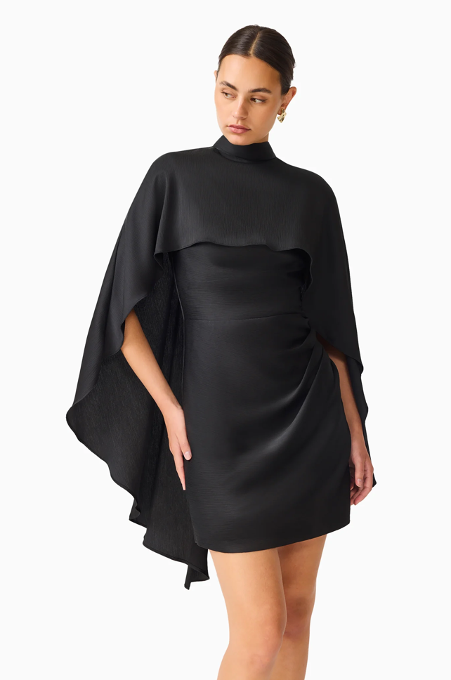 Auriella Cape Mini Dress | Black | Elliatt
