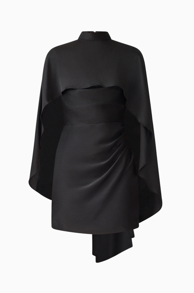 Auriella Cape Mini Dress | Black | Elliatt