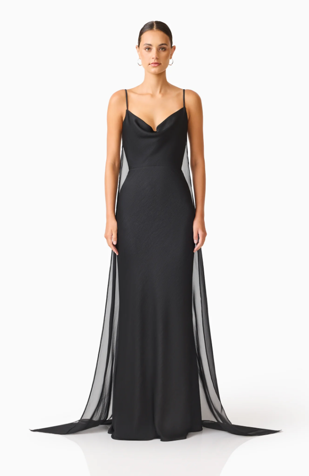 Auriella Cowl Neck Gown | Black | Elliatt
