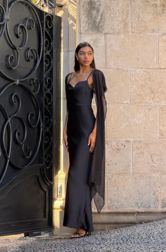 Auriella Cowl Neck Gown | Black | Elliatt