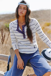 Cool Down Crew Stripe | Ivory Combo | Free People Movement