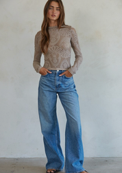 Jacquard Fishnet Layering Top Ash Mauve