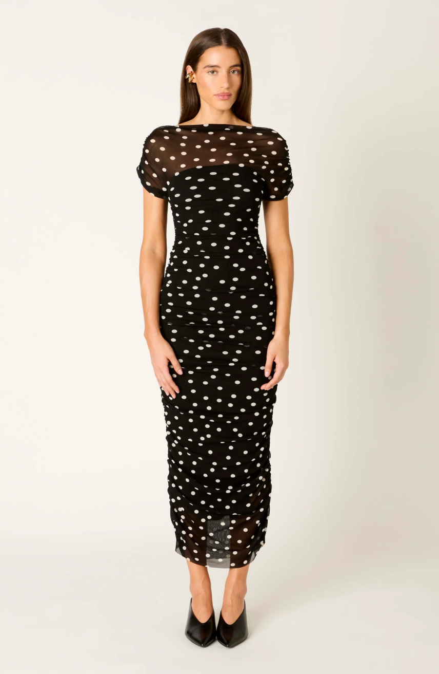 Aria Dress | NIA | Black/White Polka Dots