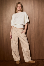 Flutter Sleeve Knit Sweater Top in ivory