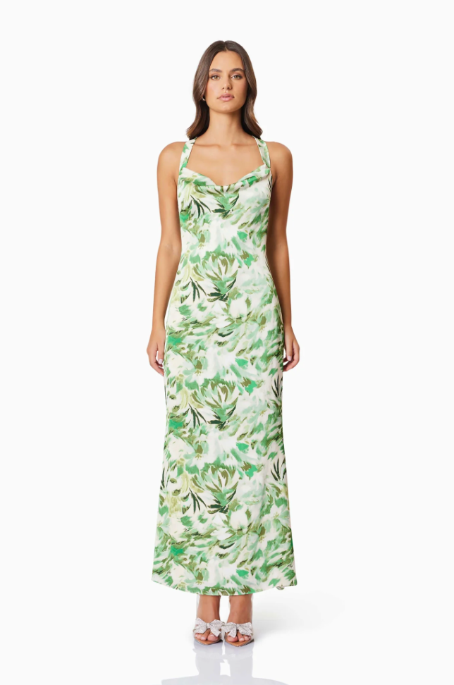 Georgia Cocktail Maxi Dress In Green By Elliatt