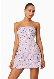 Aurora Strapless Party Mini Dress In Purple