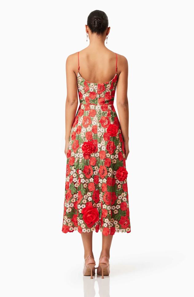 Roselyn Embroidered Midi Dress In Red | 3D Flowers XL / Red Roselyn Embroidered Midi Dress In Red | 3D Flowers XL / Red