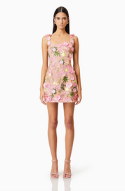 Aella Embroidered Mini Dress In Pink by Elliatt