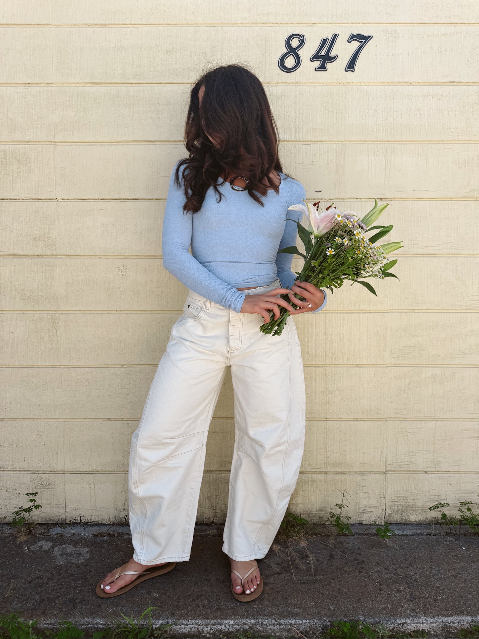 We The Free Good Luck Mid-Rise Barrel Jeans Milk