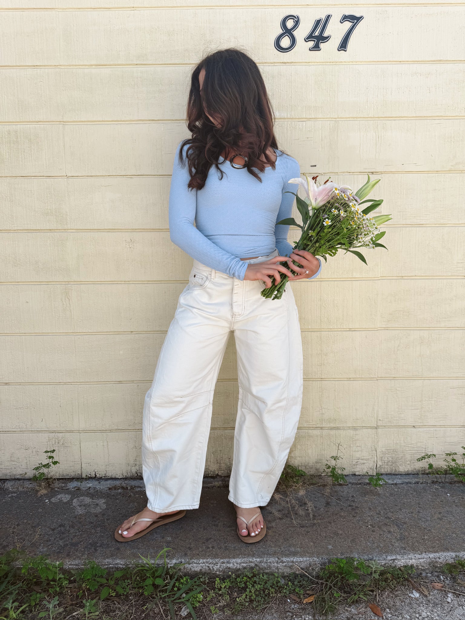 We The Free Good Luck Mid-Rise Barrel Jeans Milk