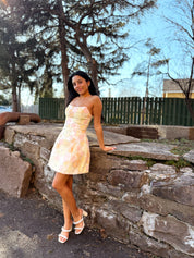 Zaria Strapless Mini Yellow Floral  | Elliatt