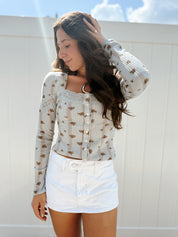 Lets Party Cardi Print Pearl Blue Combo FP