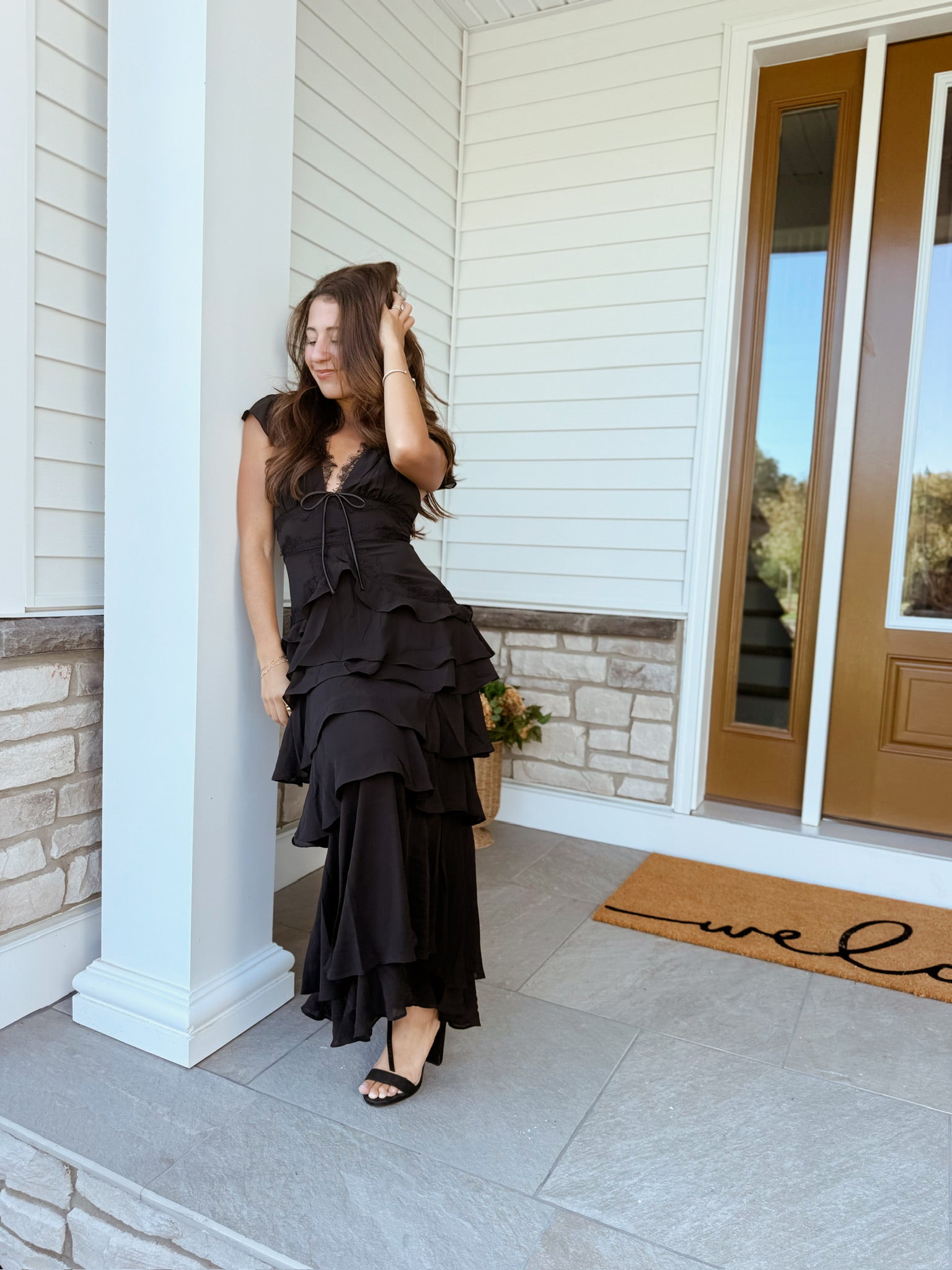 Sai Tiered Dress in Black | Lulus