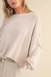 Hacci Long Sleeve Crewneck Top Beige