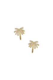 Palmasté 18k Gold Plated Stud Earrings: Clear Crystals