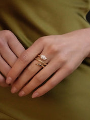 Marquise Coiled Ring: Clear Crystal with 18k Gold Plating