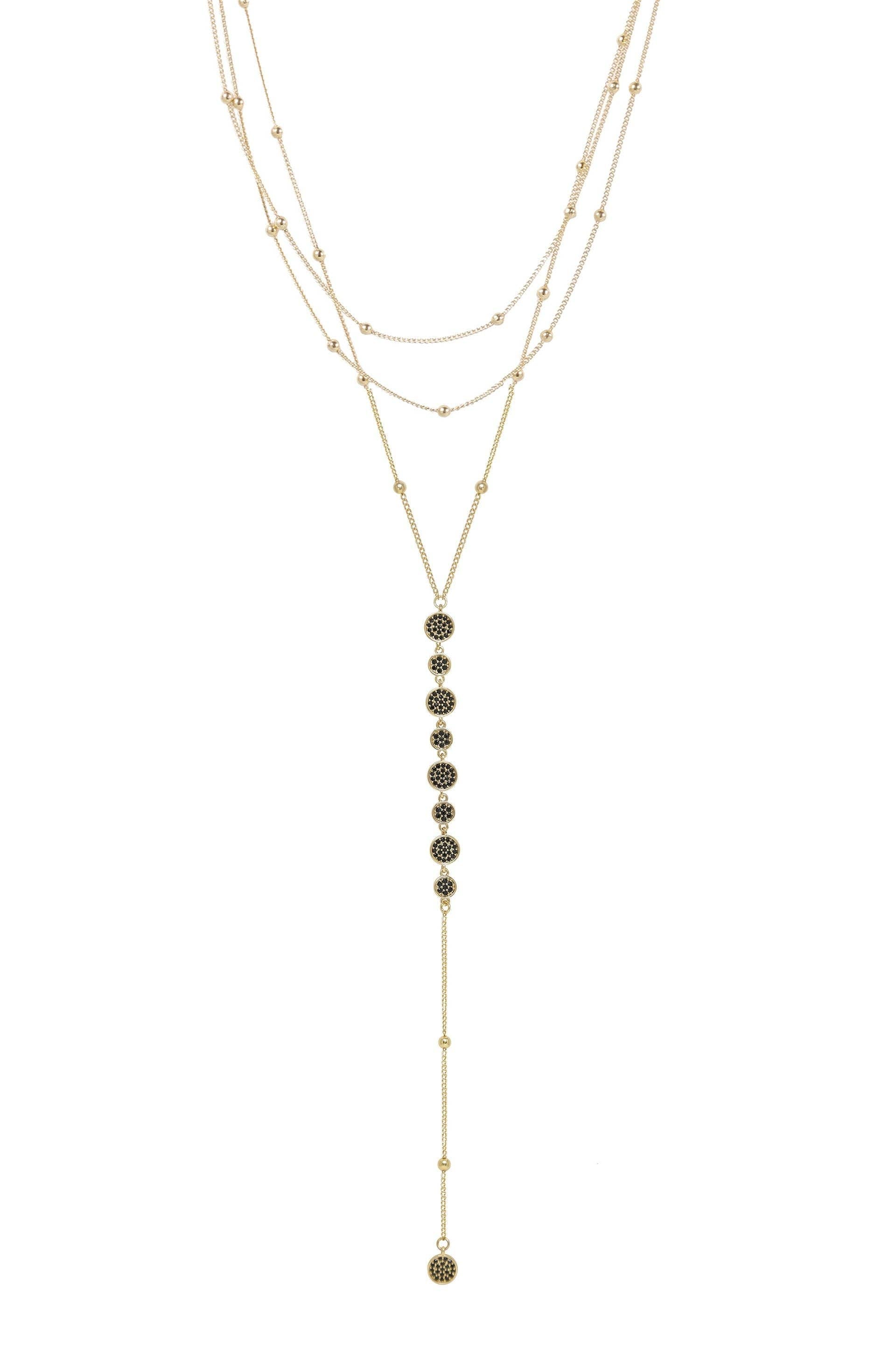 Bali Dreams Crystal Lariat Necklace: Clear Crystals with 18k Gold Plating