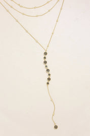 Bali Dreams Crystal Lariat Necklace: Clear Crystals with 18k Gold Plating