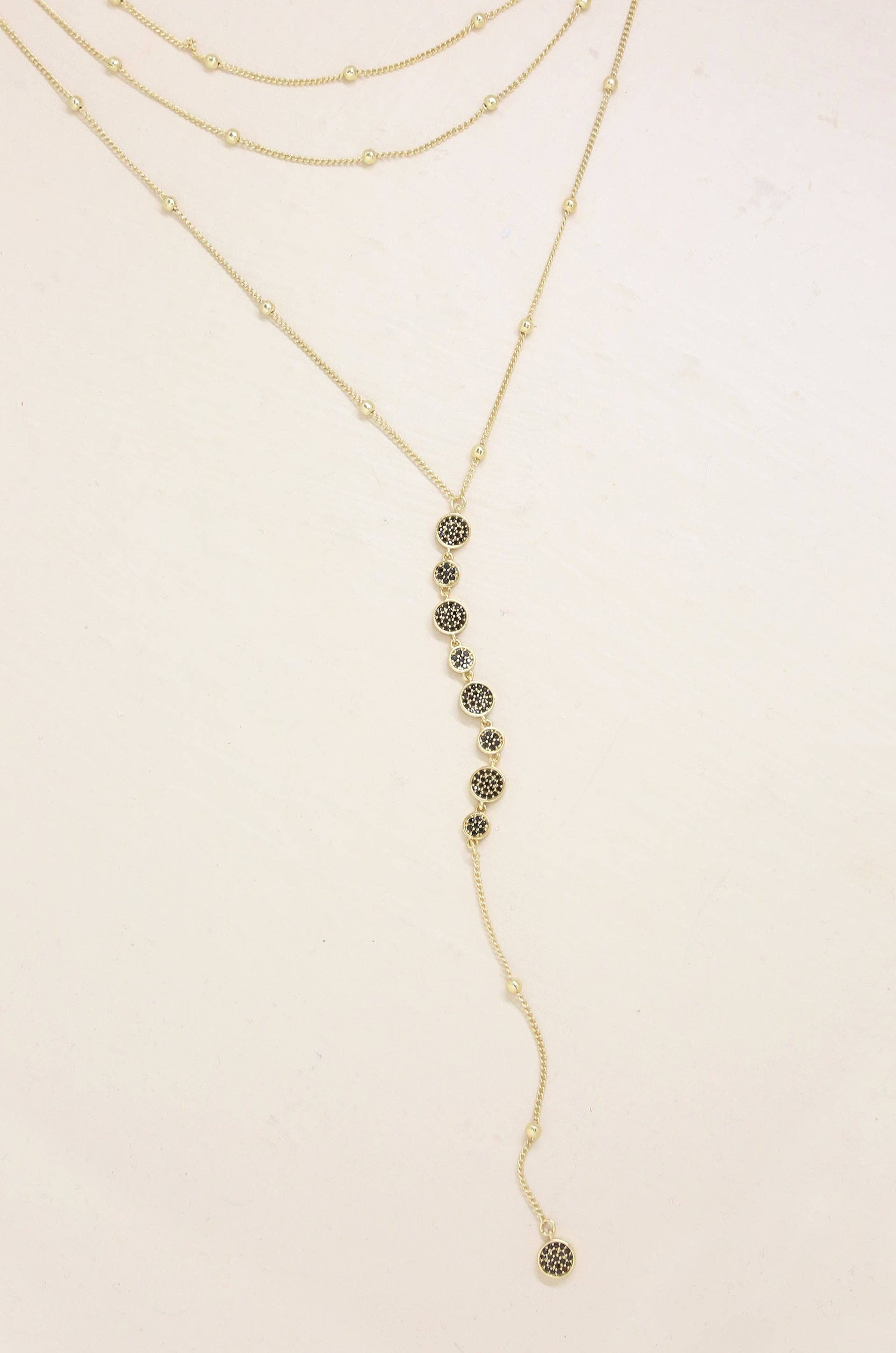 Bali Dreams Crystal Lariat Necklace: Clear Crystals with 18k Gold Plating
