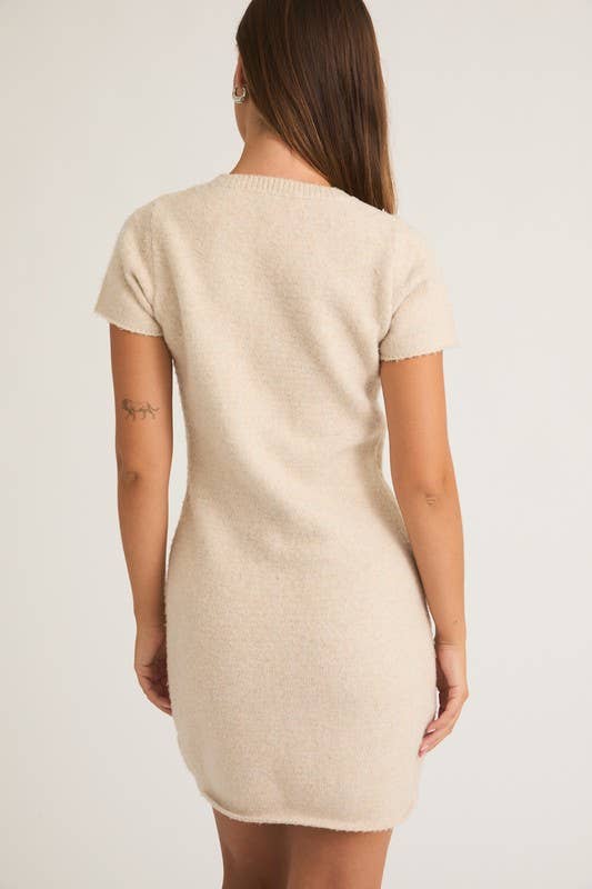 Mackenzie Knit Sweater T Shirt Dress in Cream