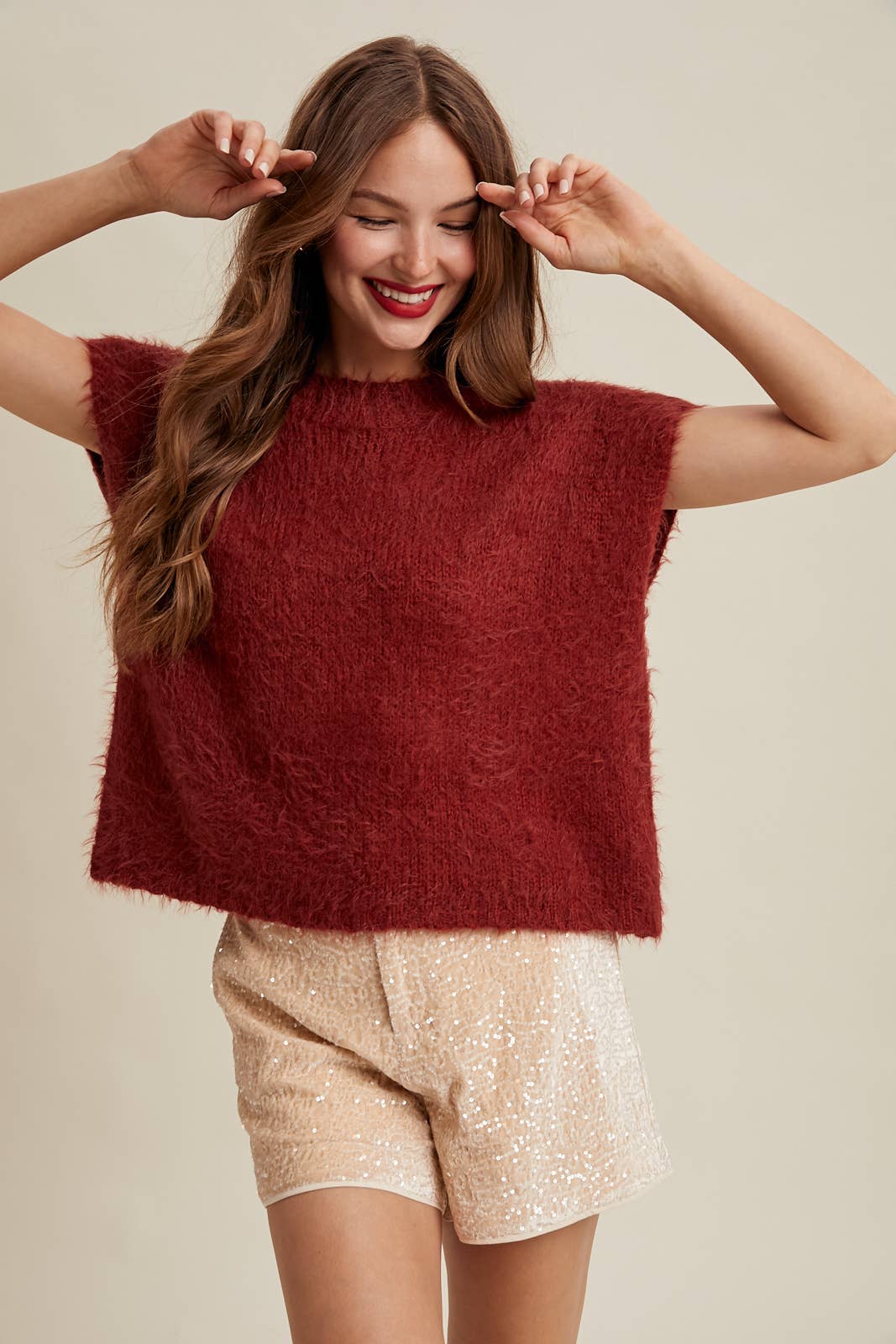 Mohair Sweater Vest Marsala