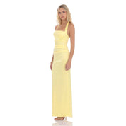 Satin Halter Maxi Dress in Yellow