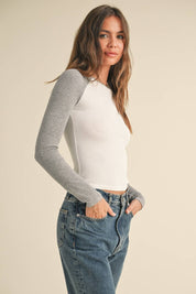 Y2K Raglan Long Sleeve Tee: Chocolate