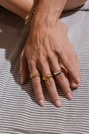 Waterproof Gold Big Twisted Ring