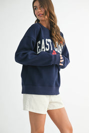East Coast Graphic Fleece Pullover: Navy