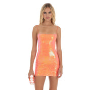 Sequin Bodycon Dress in Orange