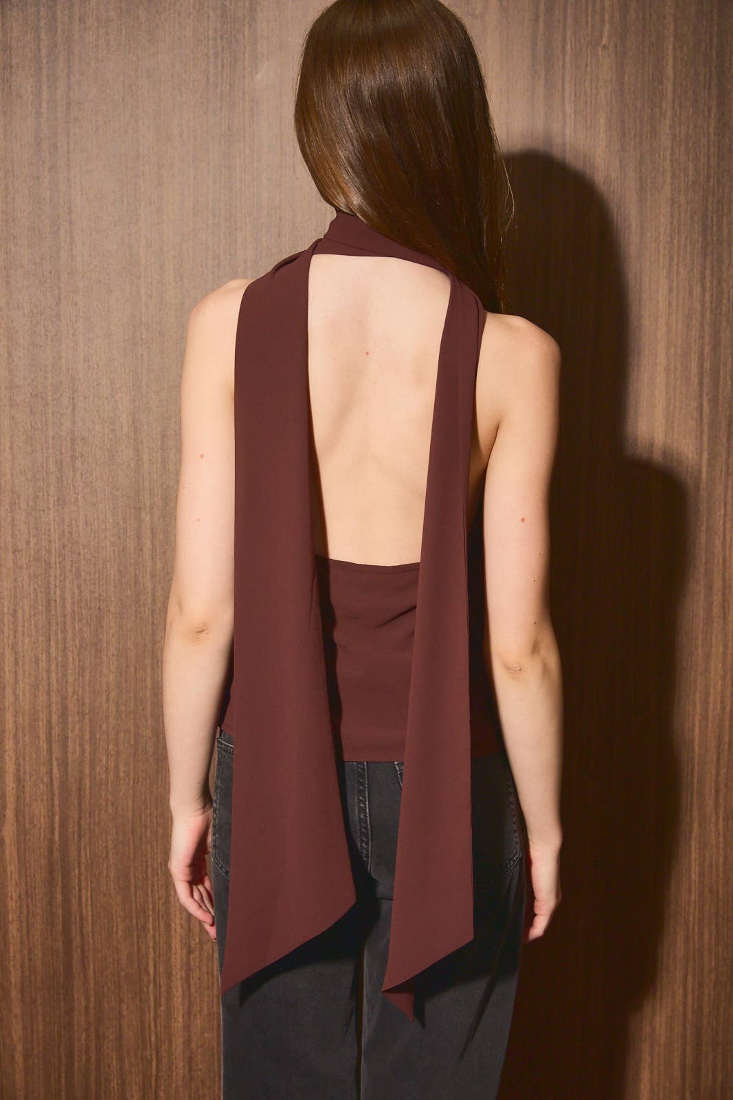 Sadie Scarf Top Dark Brown