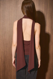 Sadie Scarf Top Dark Brown