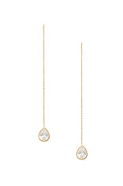 Barely There Chain and Crystal Dangle Earrings: Light Topaz Crystals with 18k Gold Plating