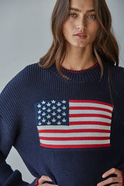 Americana Stitched Sweater Navy