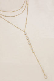Bali Dreams Crystal Lariat Necklace: Clear Crystals with 18k Gold Plating