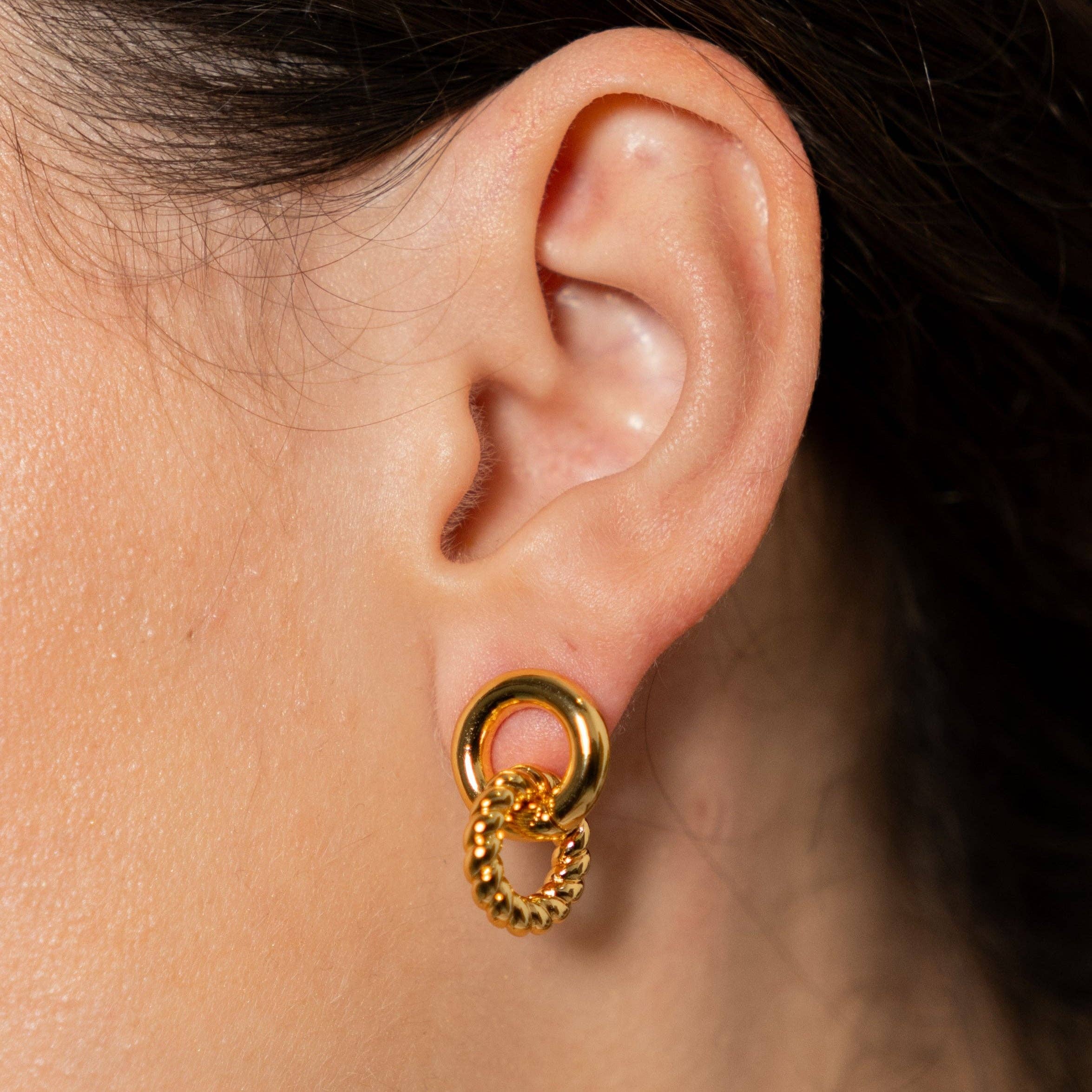 18K Gold Smooth and Twist Studs