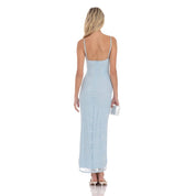 Lace Contour Maxi Dress in Light Blue