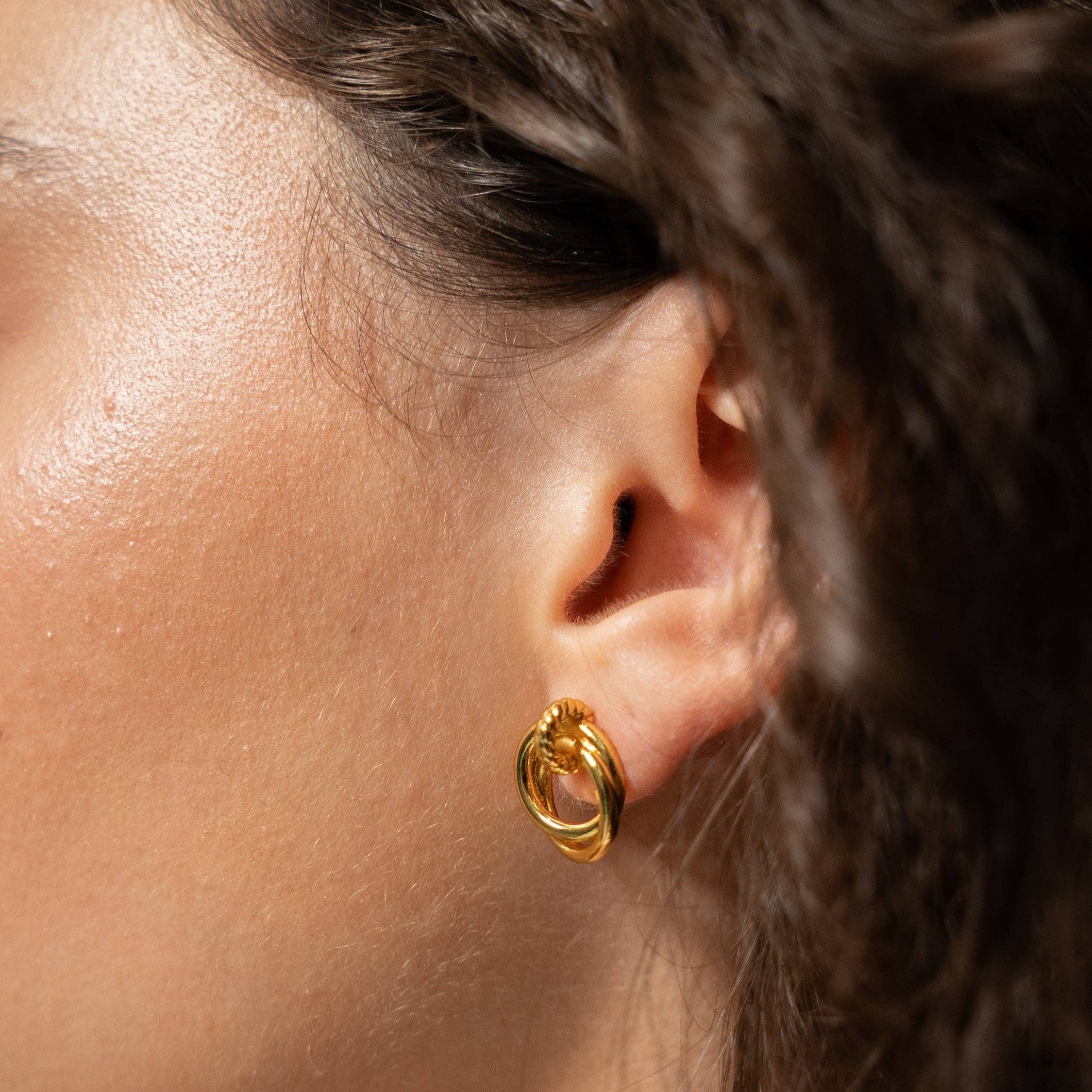 18k Gold Looped Duo Studs