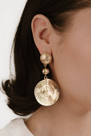 Swirl Pendant Dangle Earrings: 18k Gold Plated