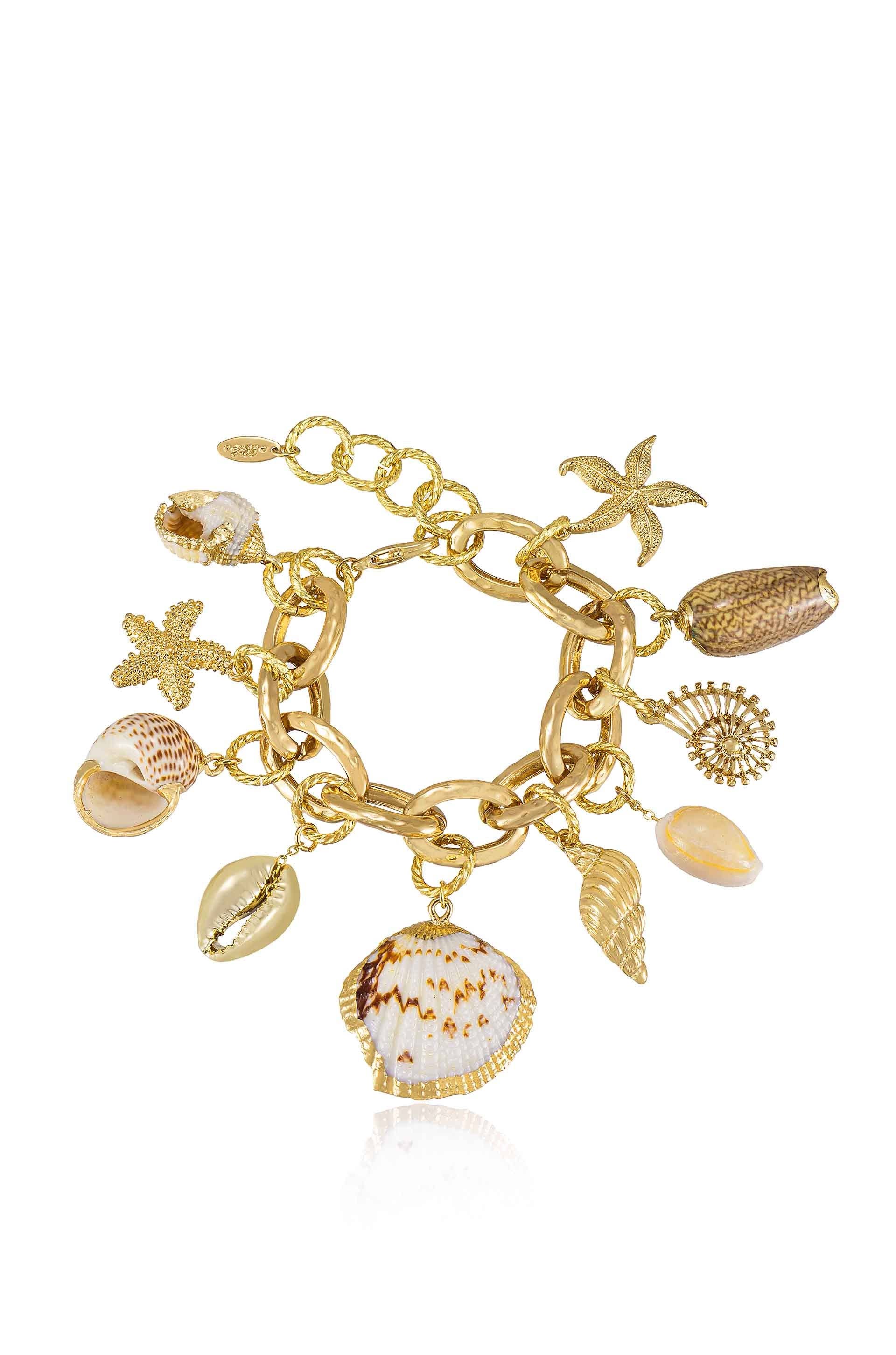 Mermaid Tears 18k Gold Plated Bracelet: Shell / One Size